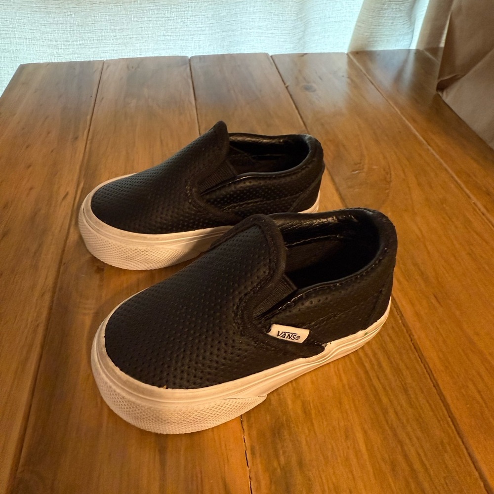 Vans Kids Black Perforated Slip-On Sneakers
